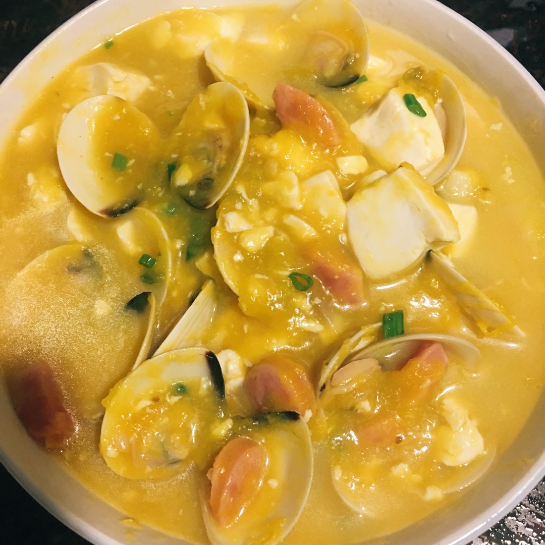海鲜豆腐南瓜炖