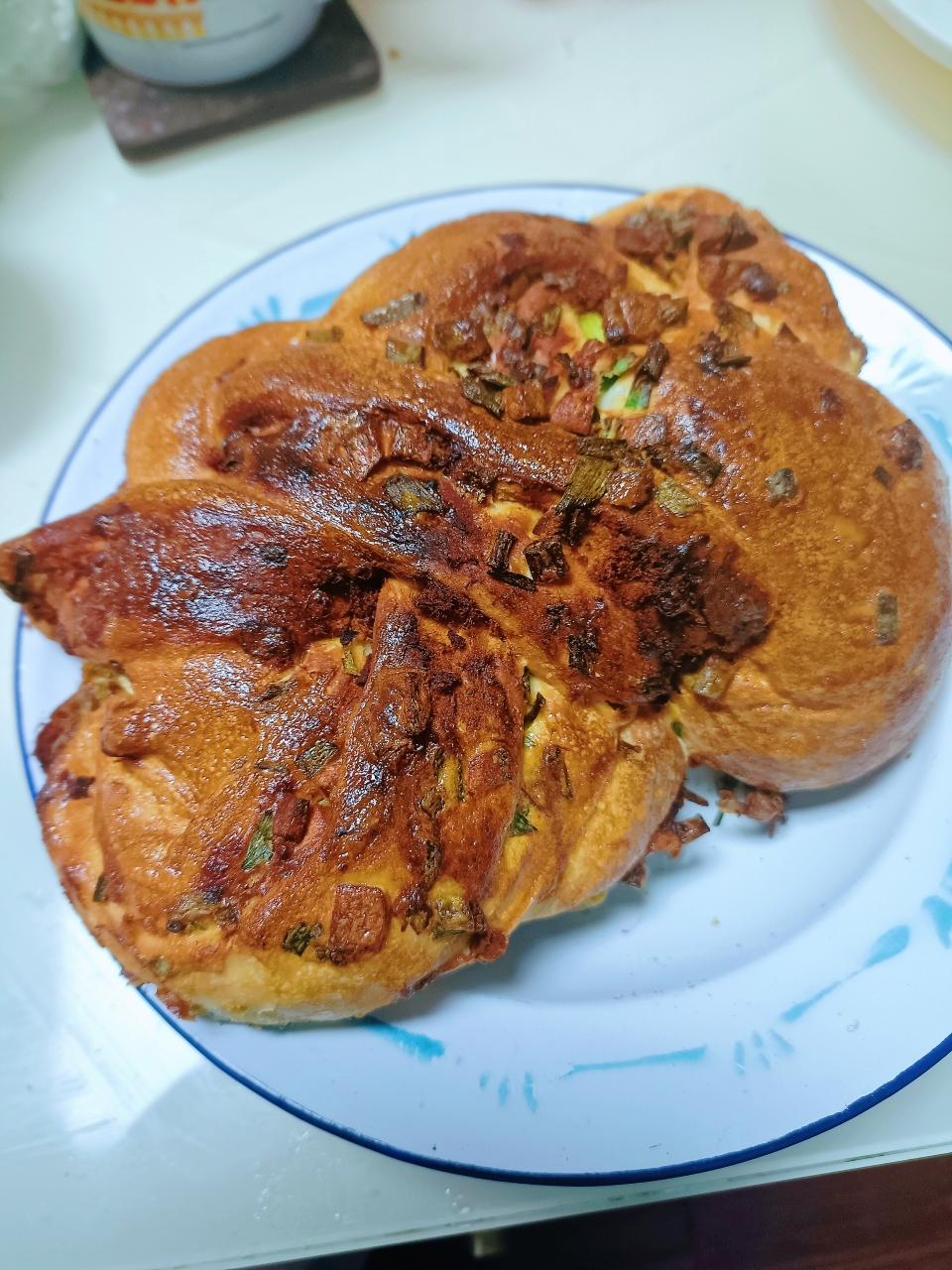 空气炸锅香葱肉松面包的做法步骤图 圆子欢 下厨房