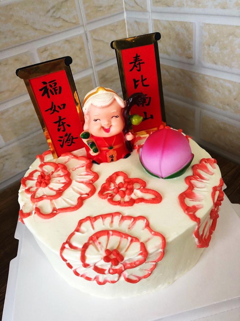 视频-奶油生日蛋糕手绘刺绣蛋糕裱花装饰001 【仰望美食】