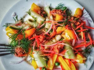 [纯素]新鲜发芽豌豆天贝沙拉的做法 步骤5