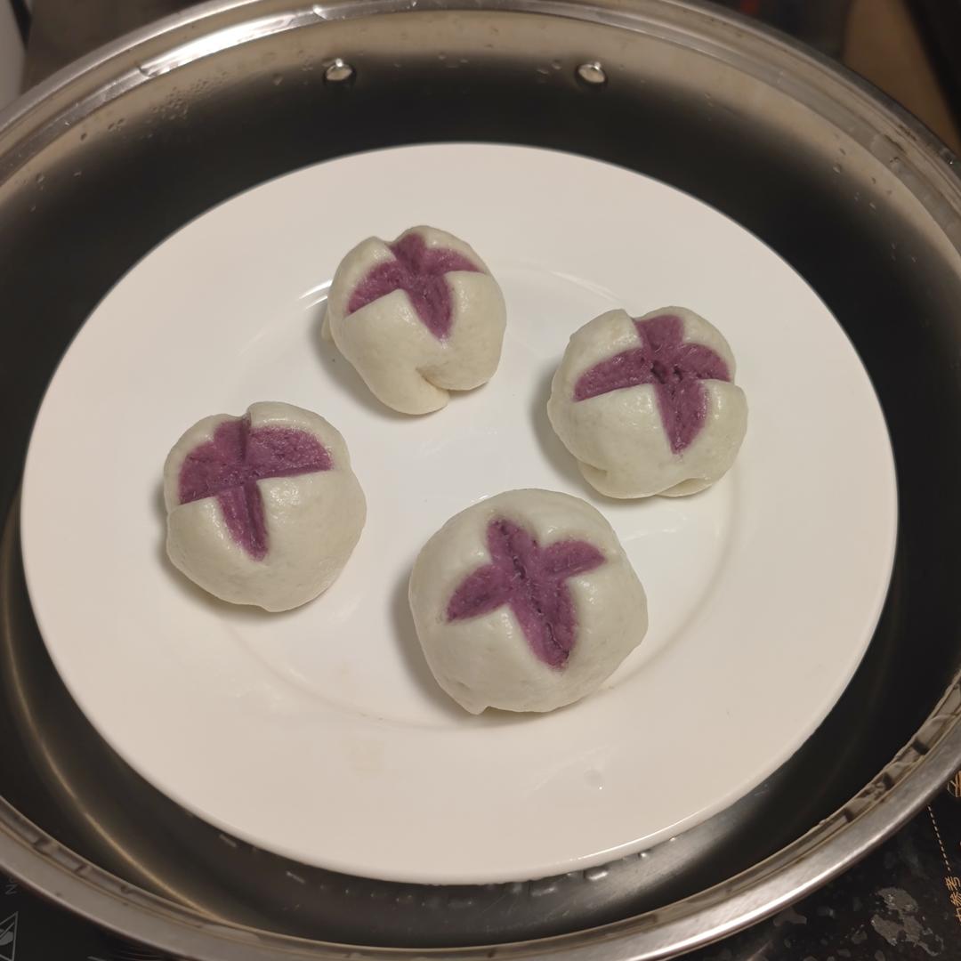 紫薯开花馒头（一次发酵双色馒头）