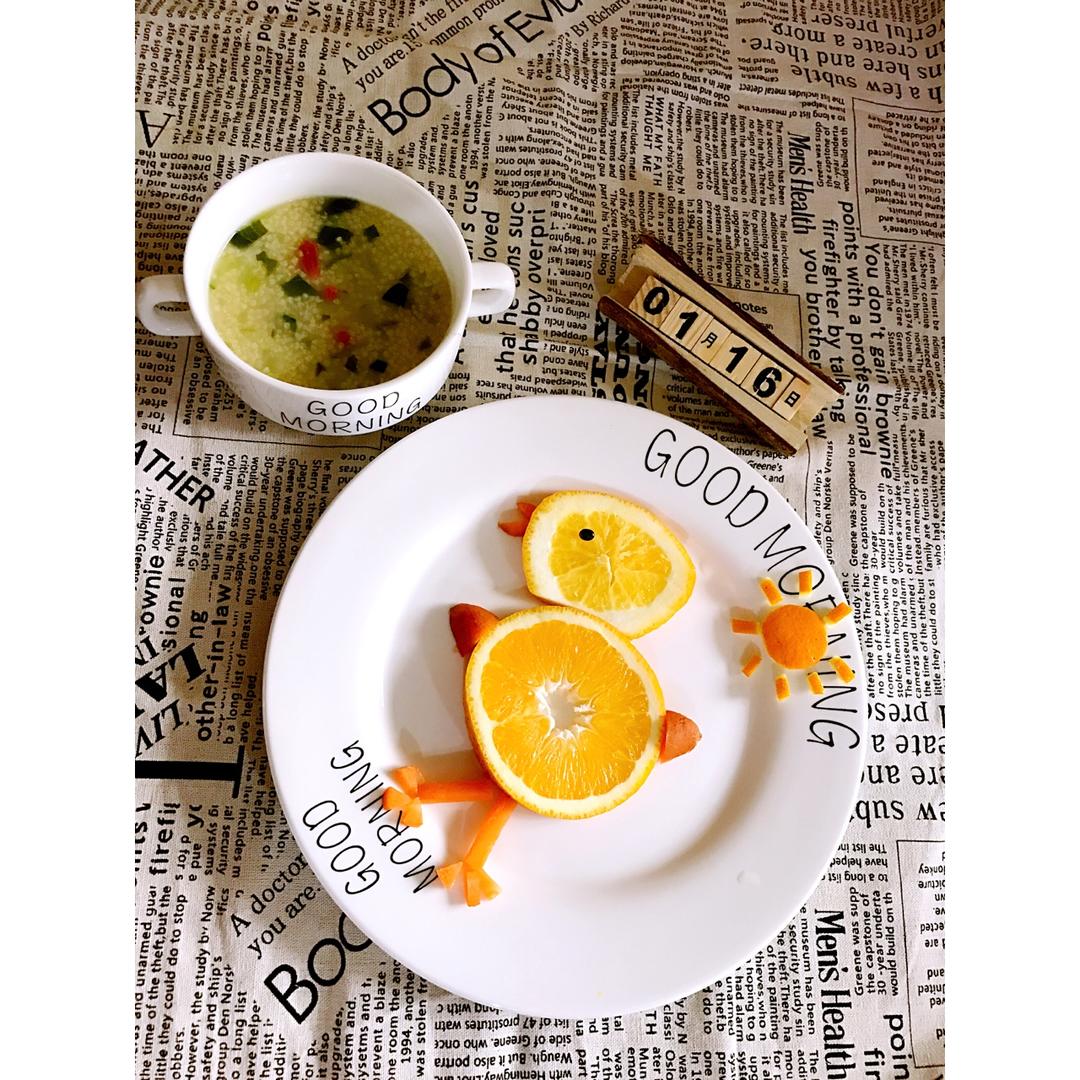 可爱小鸡水果拼盘