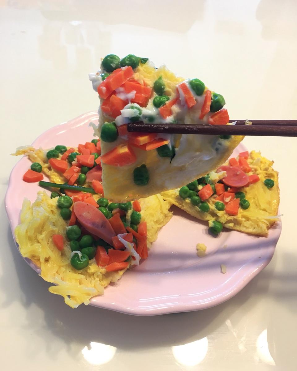 土豆丝五彩蛋饼