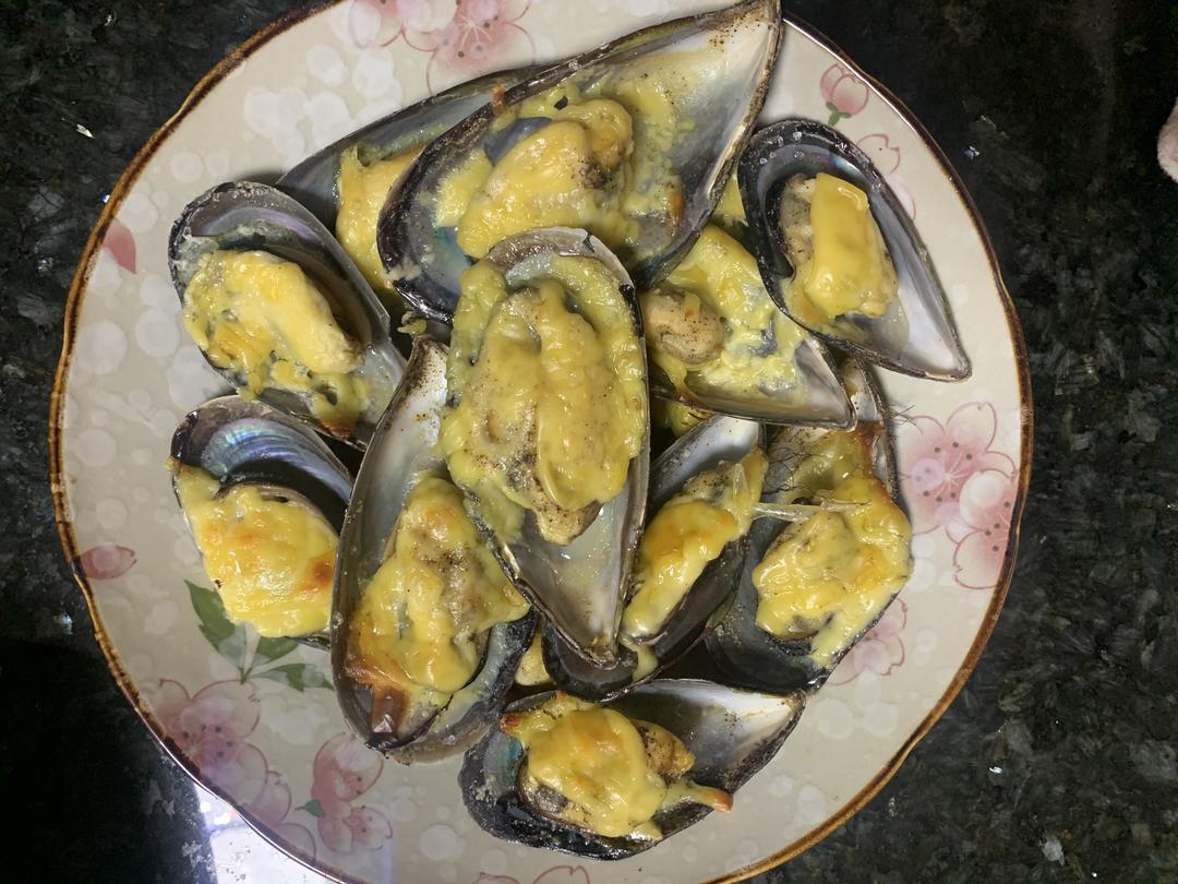 芝士焗青口贝（烤箱版）的做法