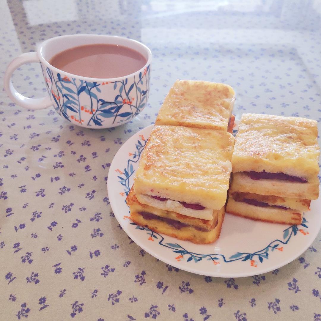 吐司这样做👉好吃到爆❗️紫薯芋泥西多士❗️