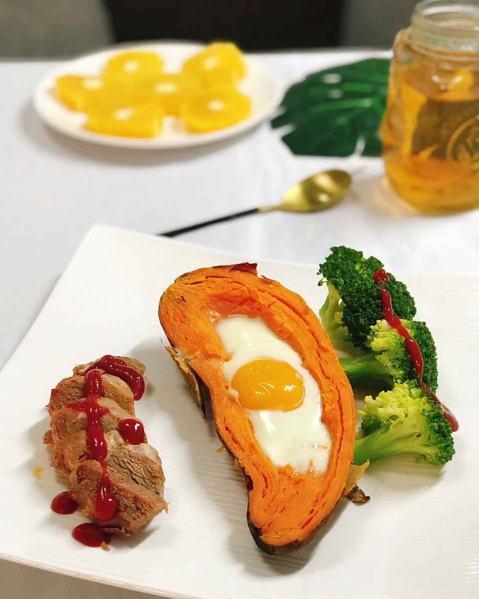 健康早餐--红薯烤蛋