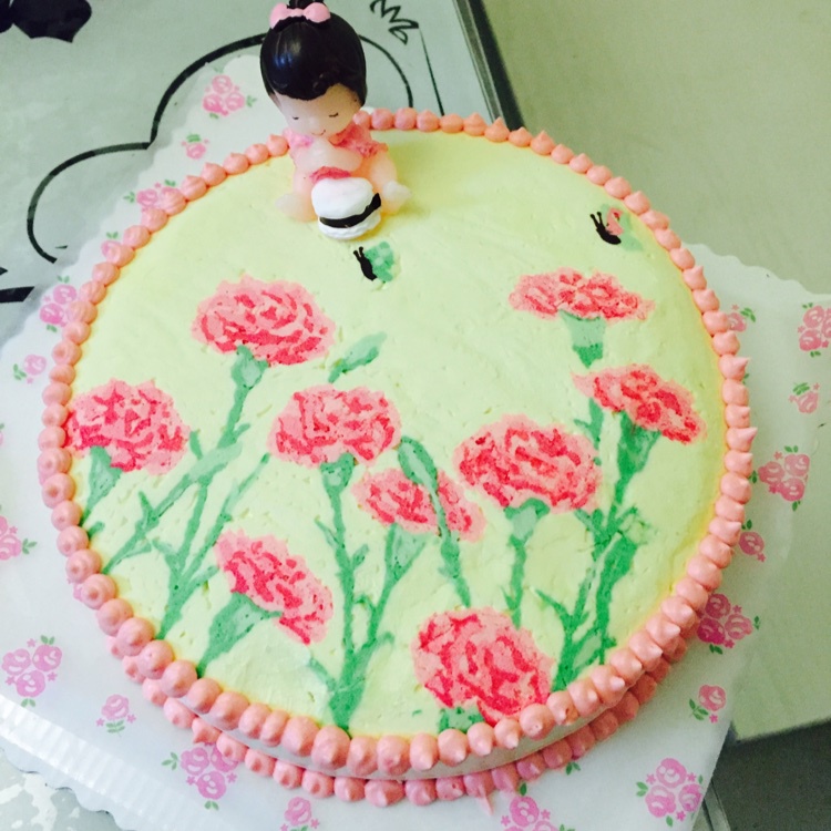 奶油霜转印蛋糕（彩铅漫画质感）
