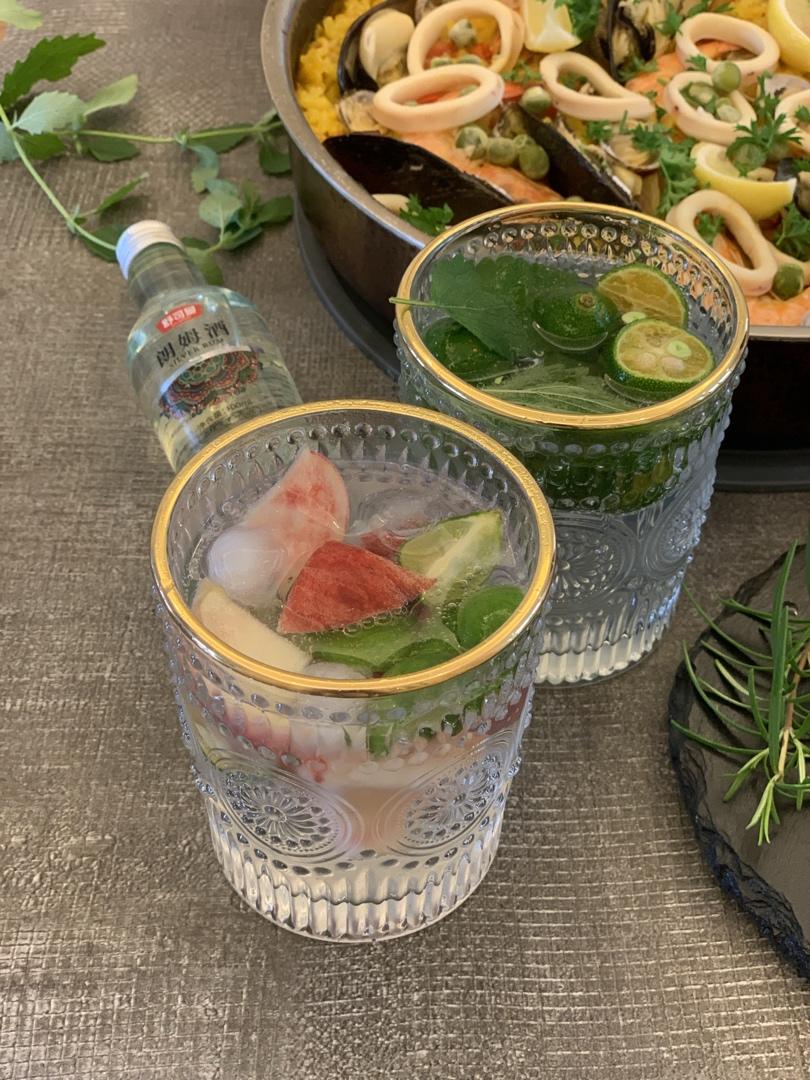 （无酒精版）蜜桃Mojito--夏天就是需要这样清清爽爽一口闷的气泡水啊