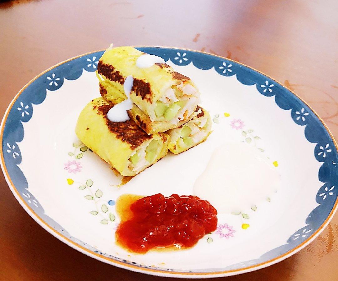 儿童早餐:虾仁吐司卷