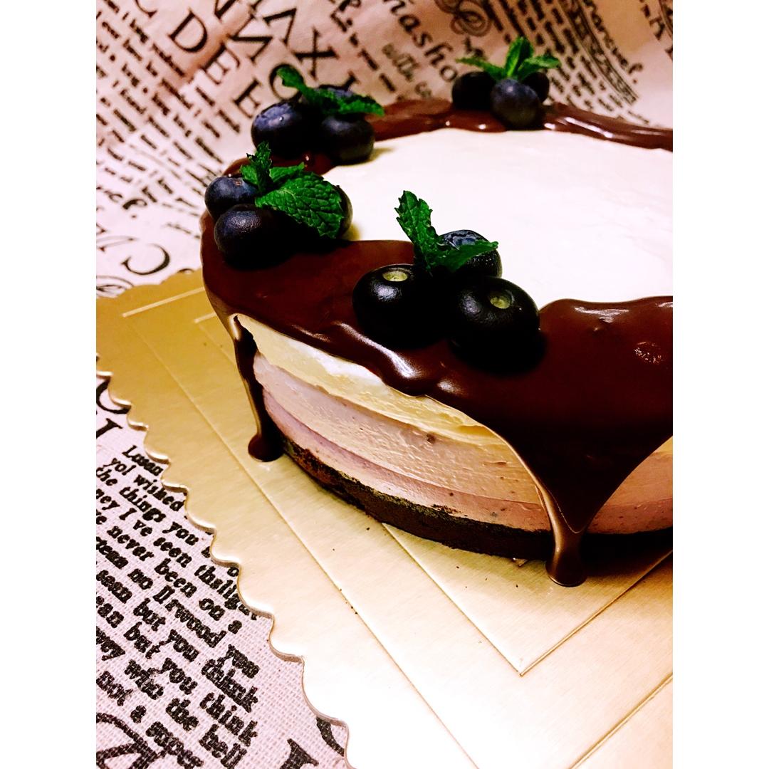 渐变蓝莓冻芝士蛋糕（免烤）