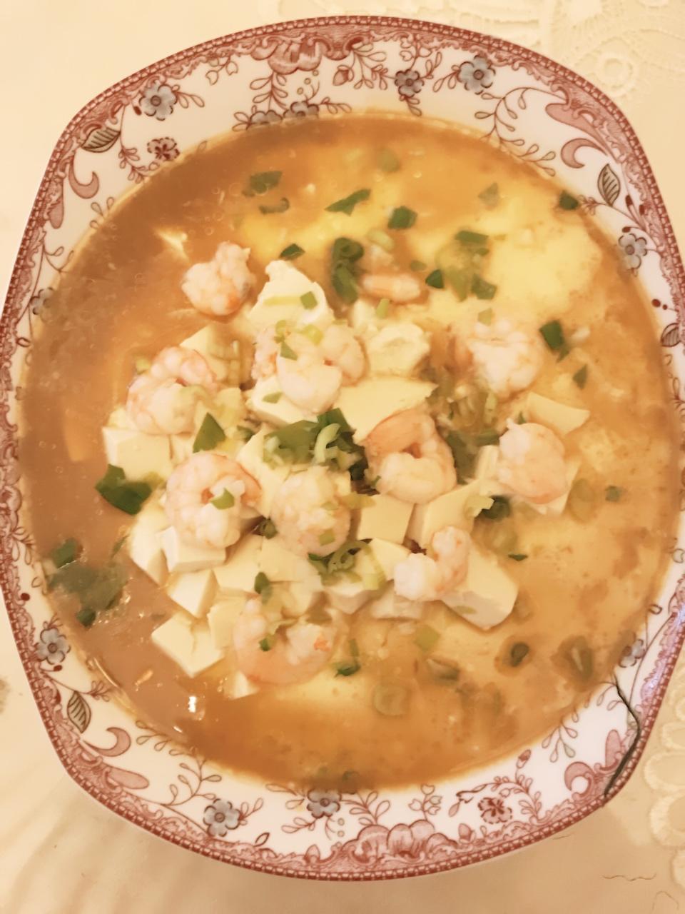 虾仁豆腐蒸水蛋