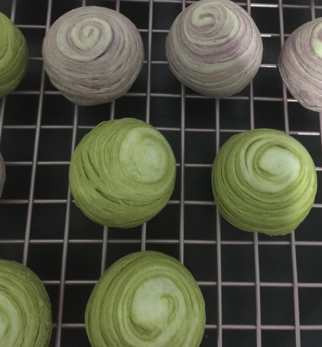 蛋黄酥~紫薯、抹茶、原味~花好月圆，中秋快乐~内附一次做六色蛋黄酥方法~