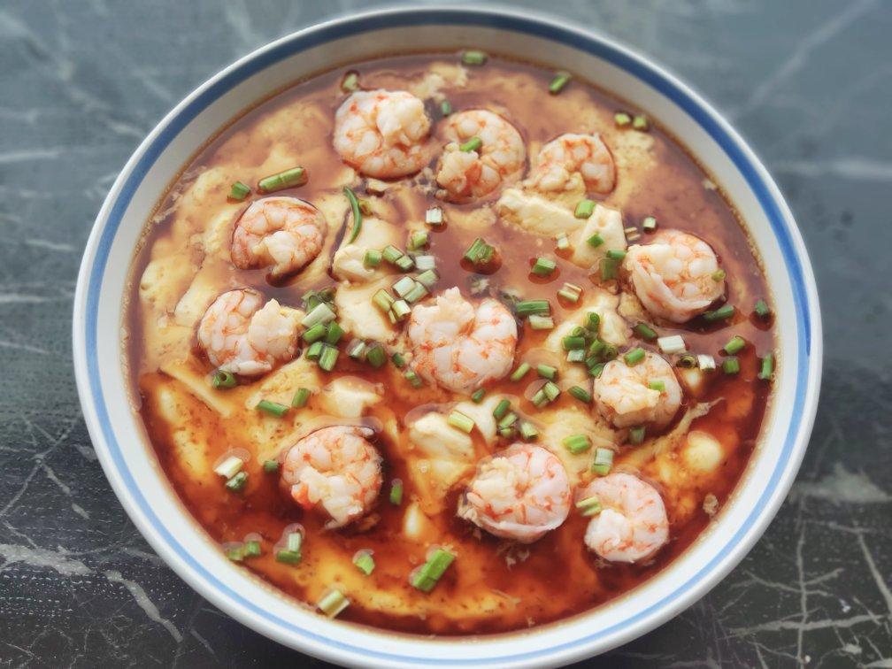 虾仁豆腐蒸水蛋