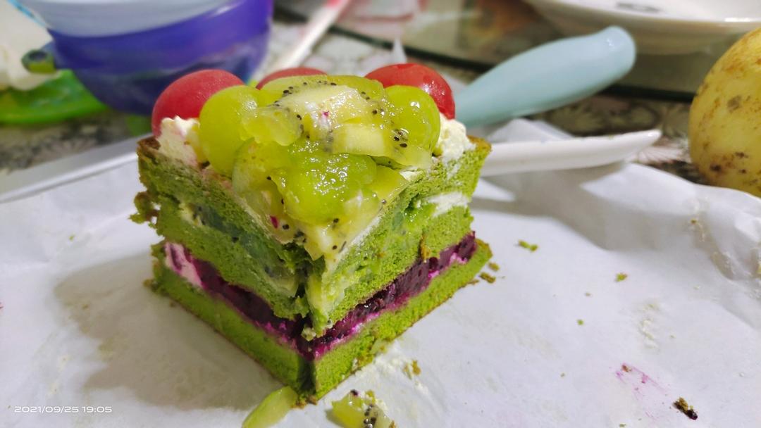 6寸抹茶戚风裸蛋糕