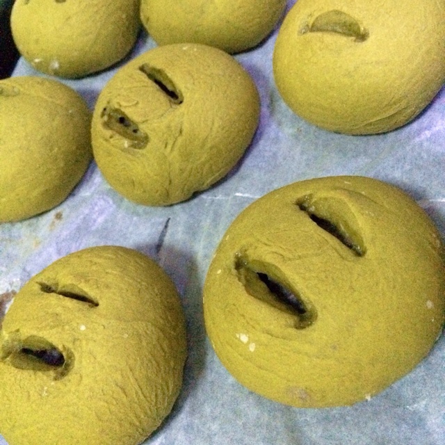 抹茶豆沙小面包（无油脂）