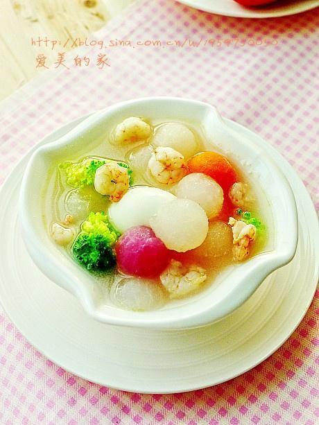 鲜虾五彩萝卜汤的做法