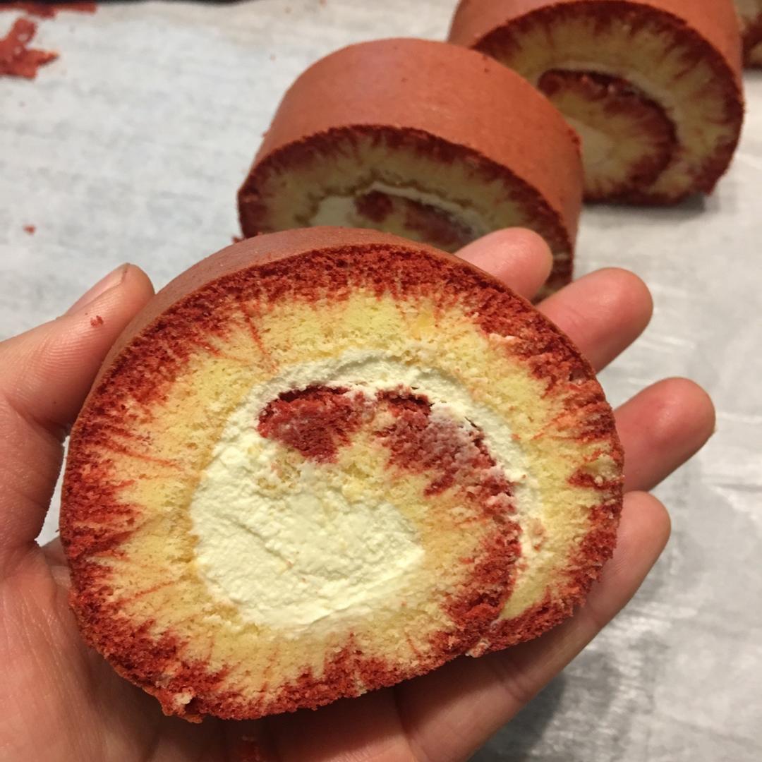 蛋糕卷，红丝绒蛋糕卷，旋风蛋糕卷