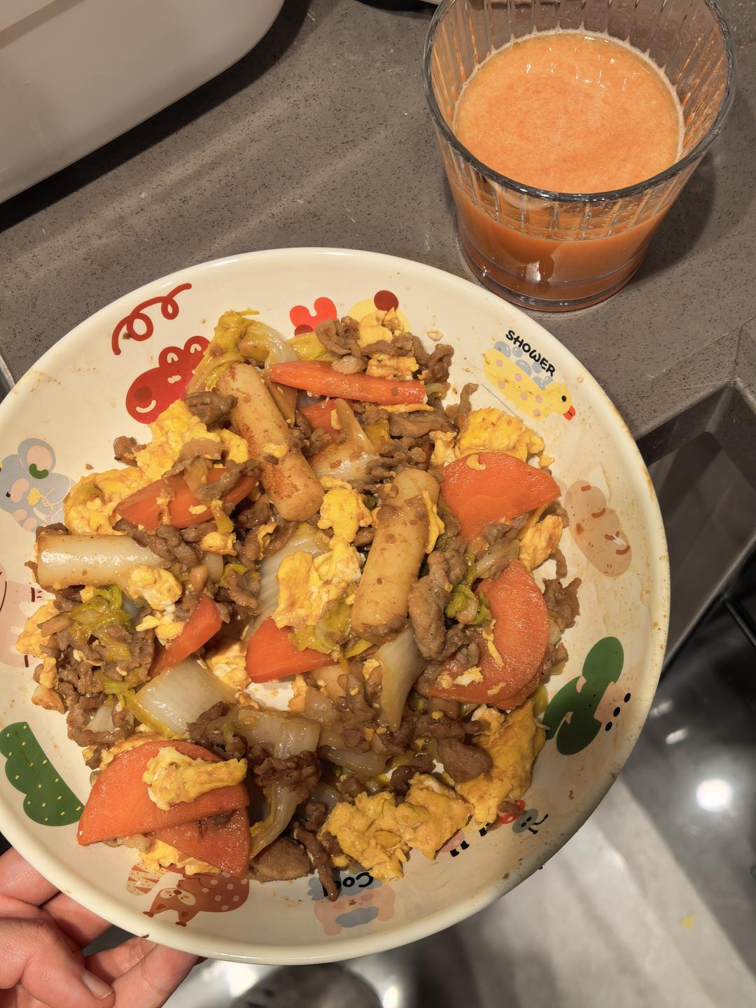 自制超入味的肉末炒年糕😋秒杀路边摊呀！！