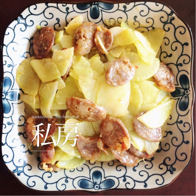 广式香肠炒莴笋