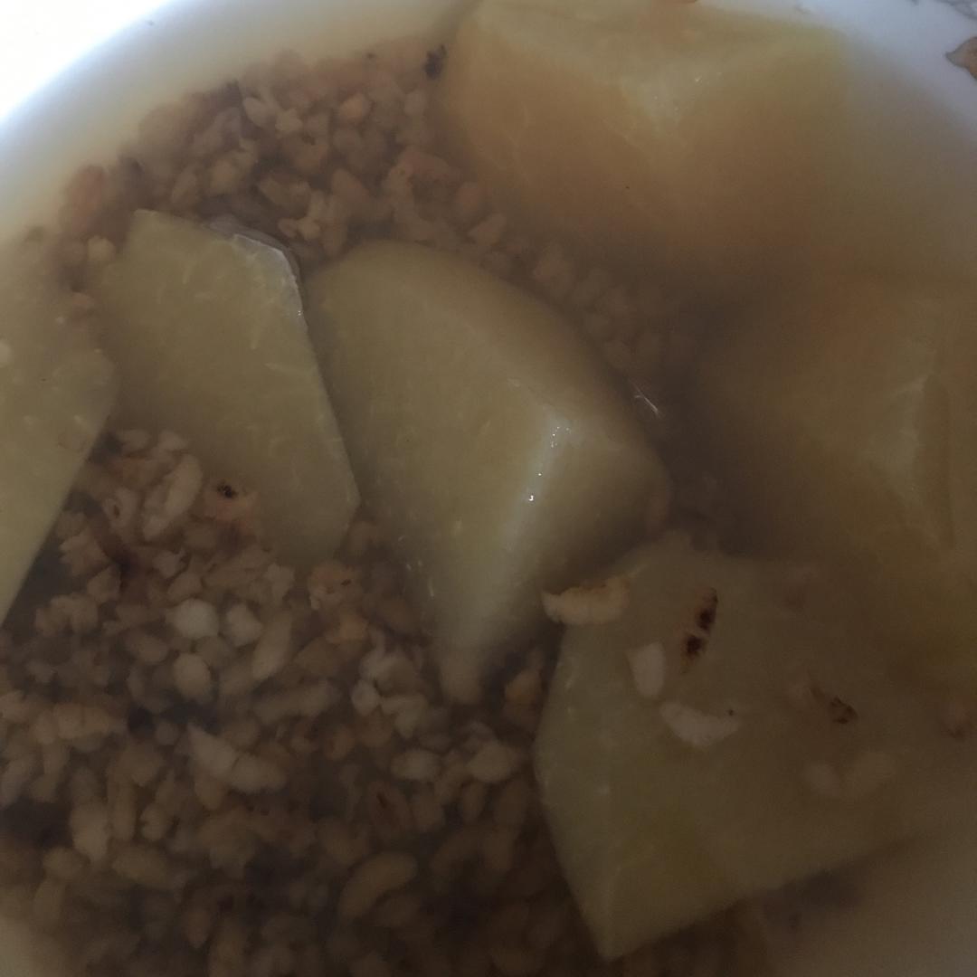 腹泻必备~~焦米苹果茶