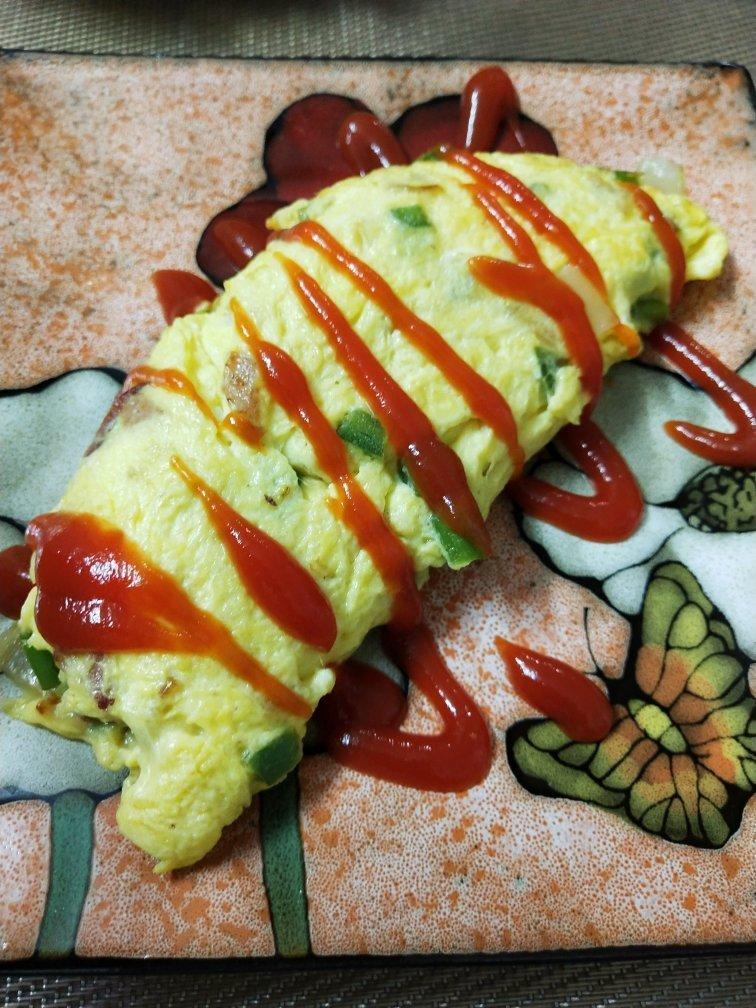 快乐的雍做的西式早餐煎蛋卷omelette欧姆蛋