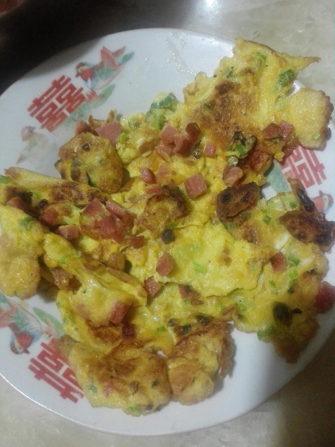 火腿肠葱花鸡蛋饼