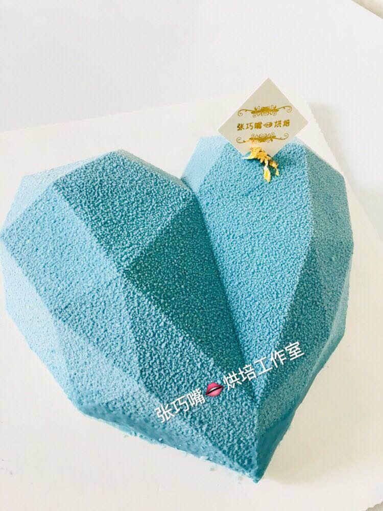 少女❤3D钻石心形覆盆子乳酪慕斯（7寸）