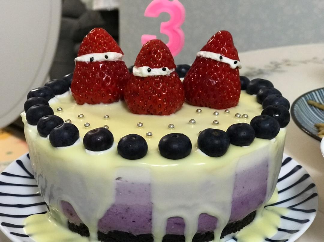 渐变蓝莓冻芝士蛋糕（免烤）