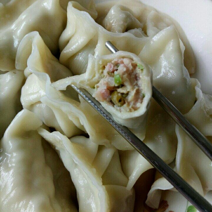 酸豆角拌长豆角加肉末饺子1