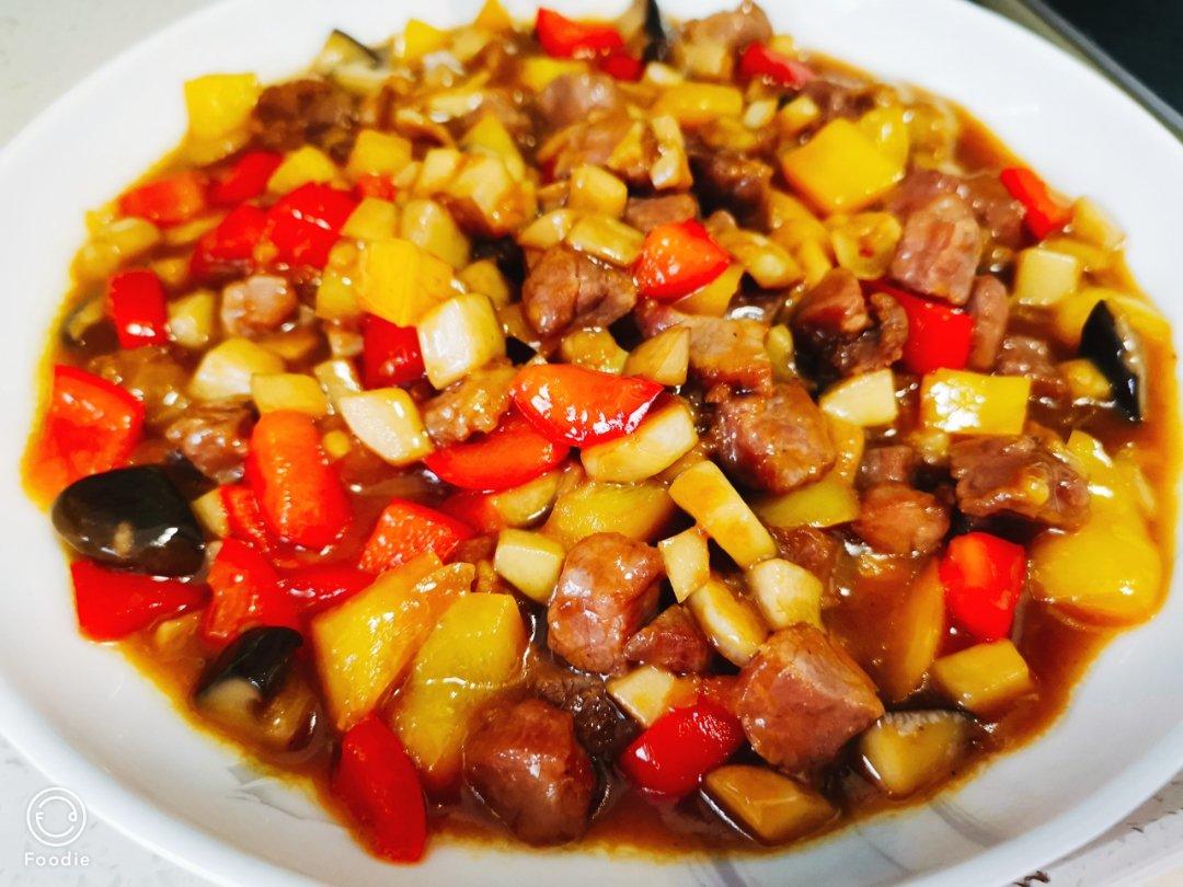 家常菜~杏鲍菇烧牛肉粒