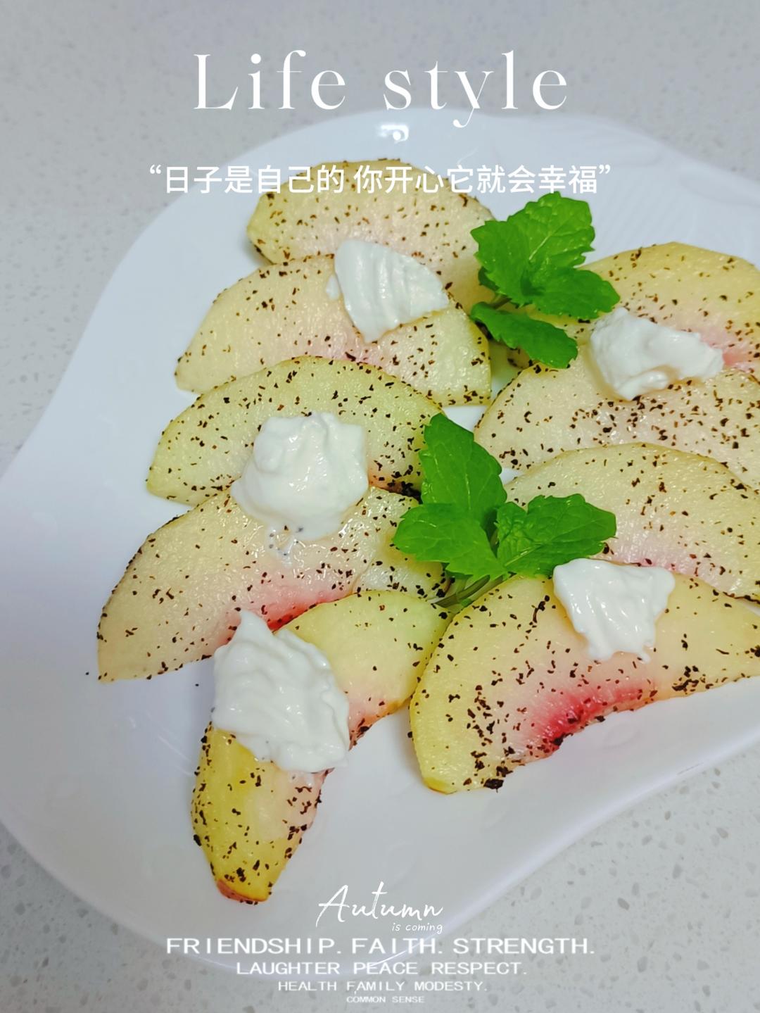 🍑伯爵茶渍桃子沙拉，好特别的口感！