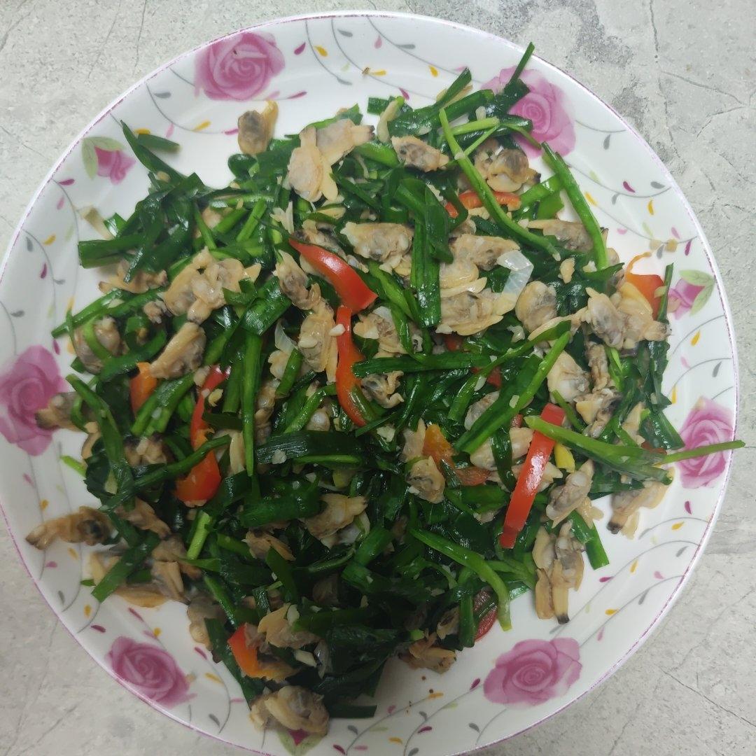 蛤蜊肉炒韭菜