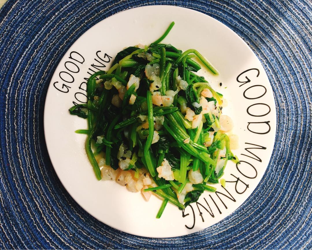 焯拌芝麻菠菜虾仁碎