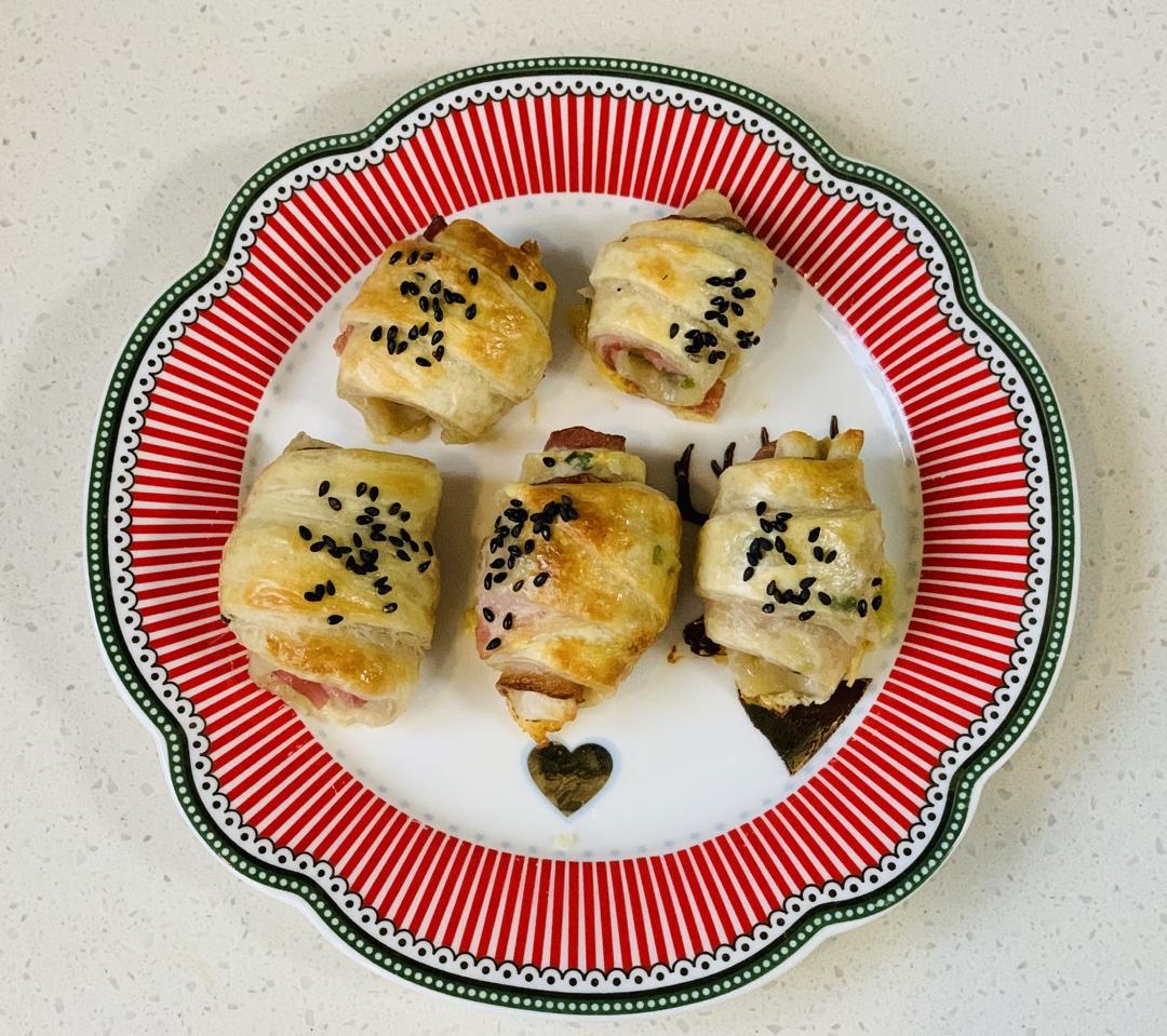 快手早餐：手抓饼变可颂面包（空气炸锅）