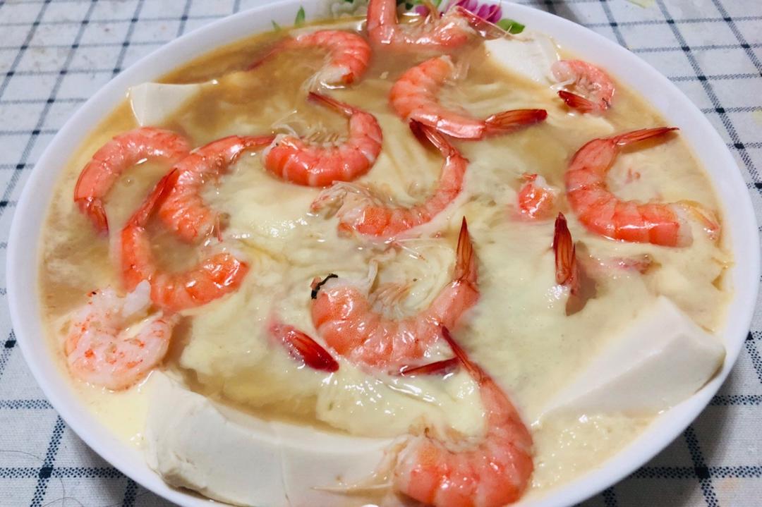 虾仁豆腐蒸水蛋