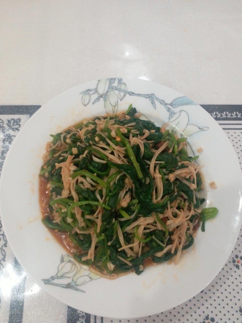 凉拌菠菜金针菇