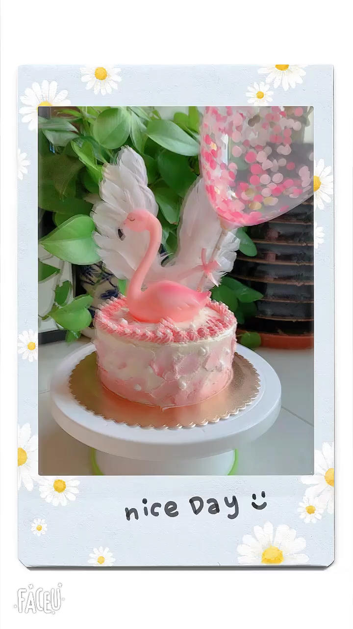 火烈鸟生日蛋糕（夏天淡奶油打发）
