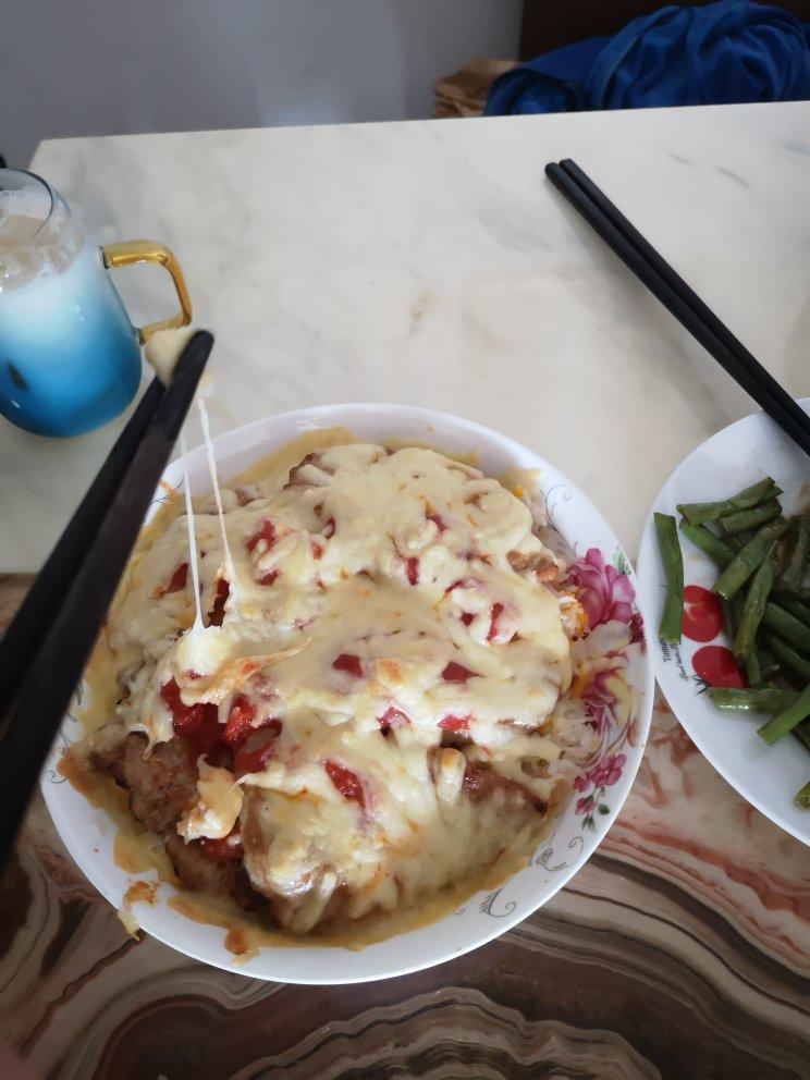 港式茶餐厅茄汁焗猪扒饭（两人份附烤箱和微波炉两种做法）