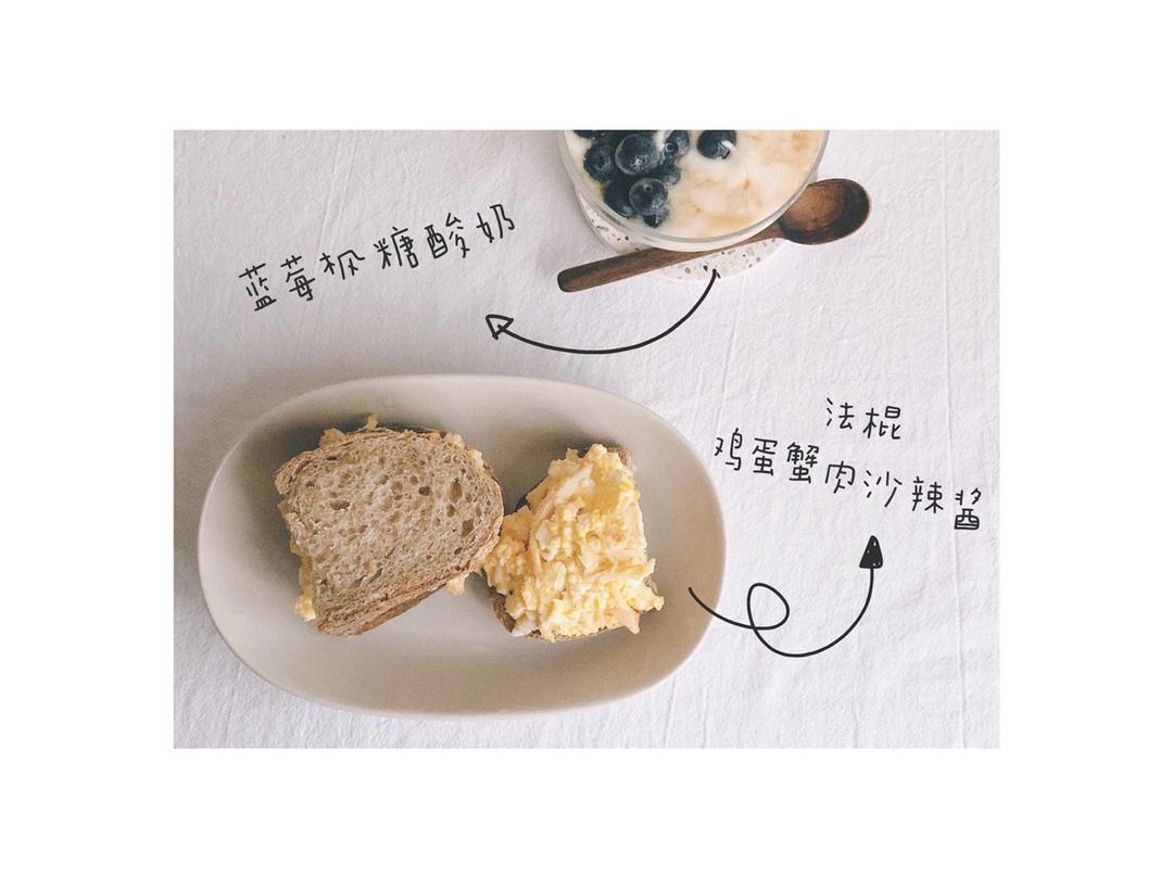蟹肉沙拉鸡蛋牛油果三明治