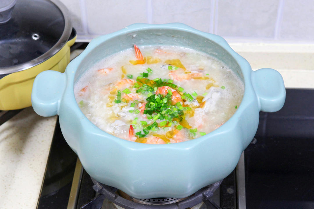 鲜虾牛蛙粥