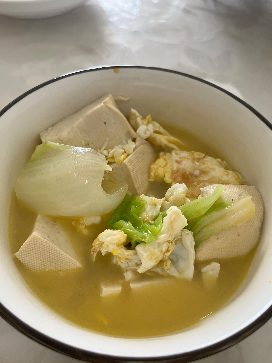 快手零基础鸡蛋青菜豆腐汤（2人份）