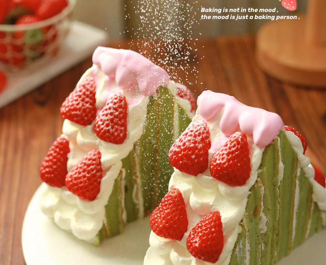 抹茶草莓雪山蛋糕🍓