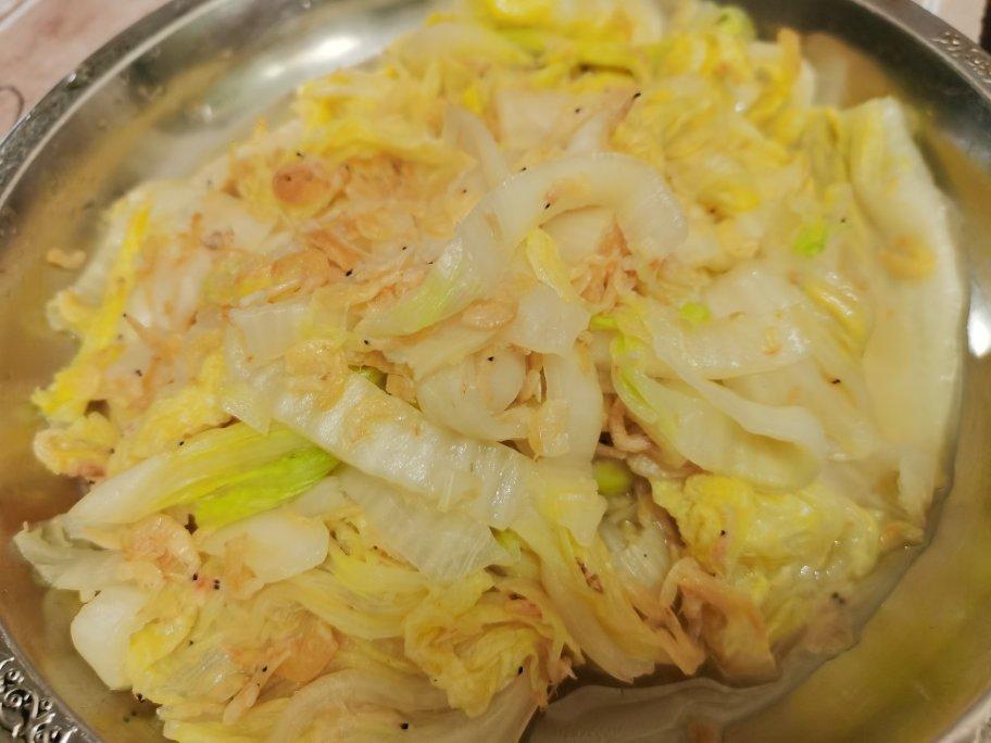 霏比寻常意想不到做的虾皮炒白菜,鲜的很啊