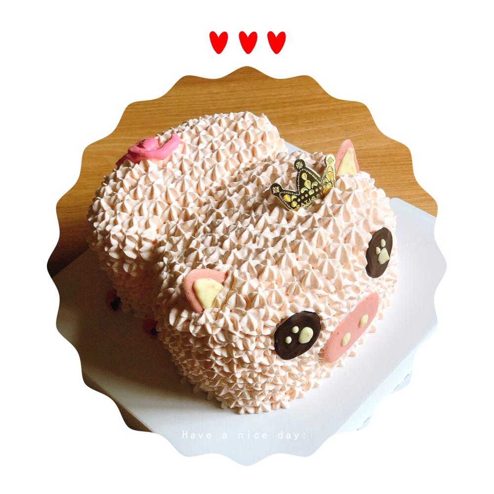 卡通立体小猪蛋糕(彩虹版)