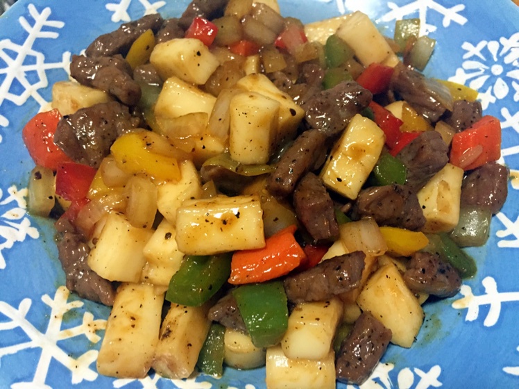 黑椒年糕牛肉粒