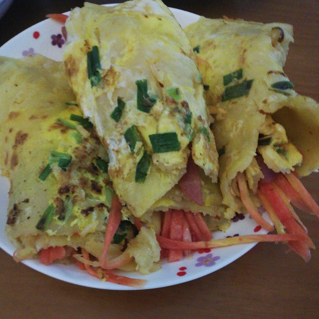 家庭版煎饼果子---快手健康早餐，利用家里现有材料