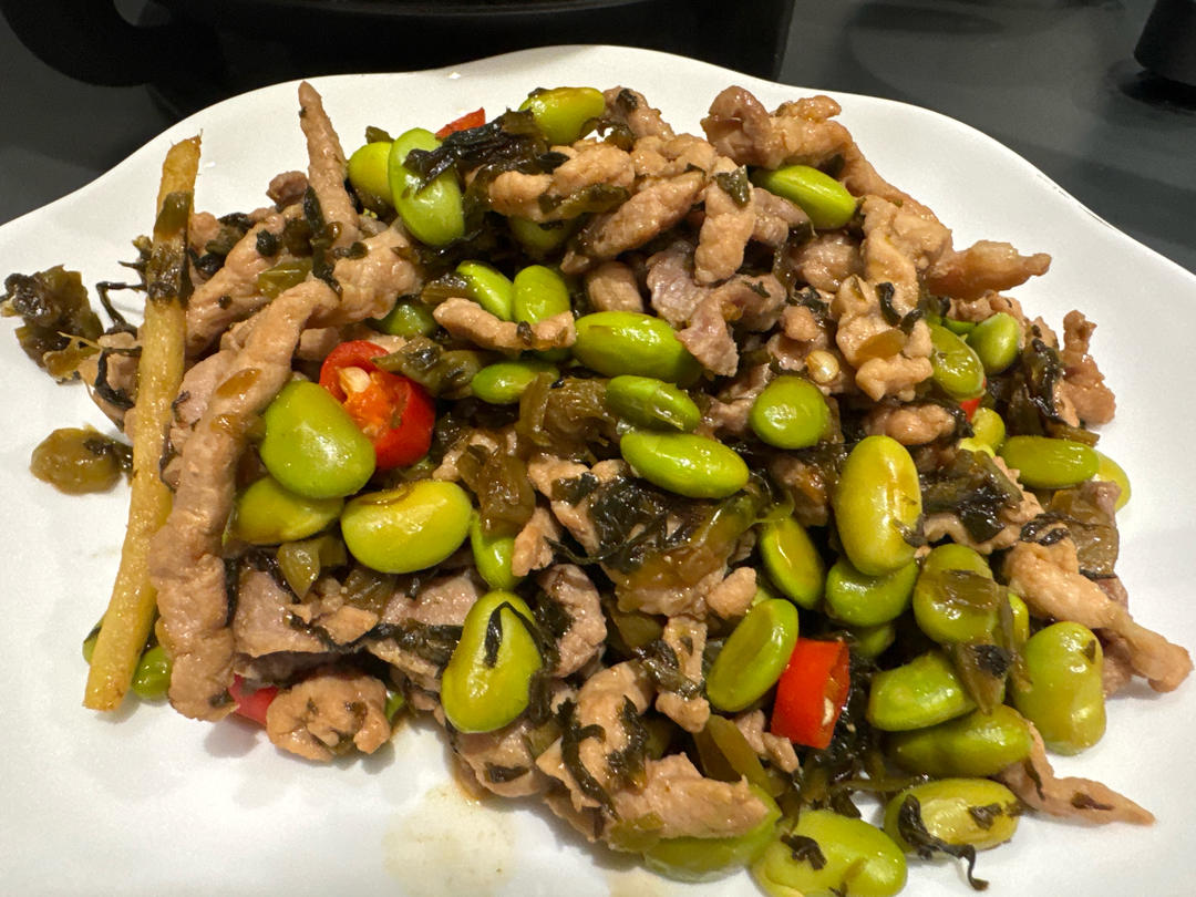 雪菜毛豆肉丝