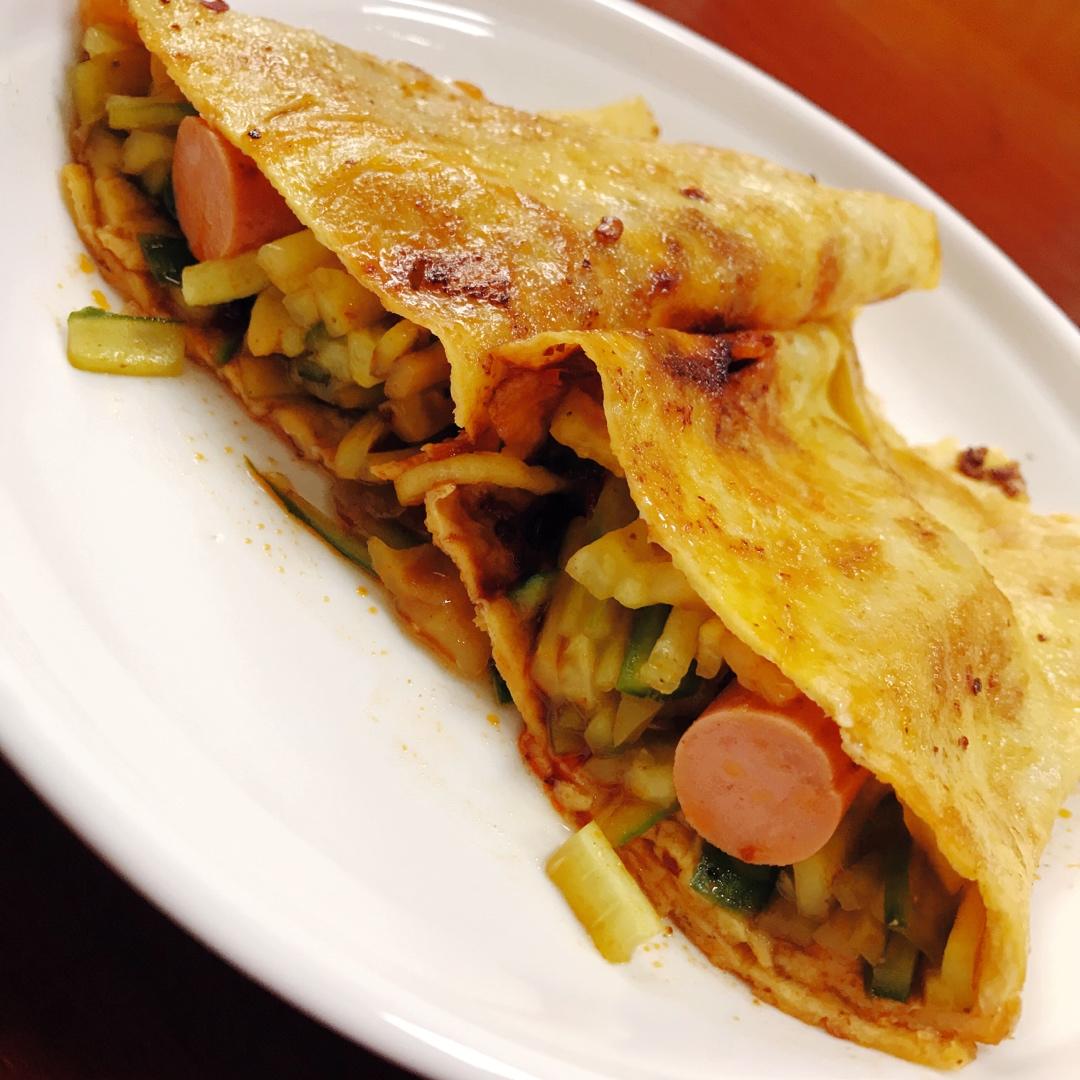 家庭版煎饼果子---快手健康早餐，利用家里现有材料