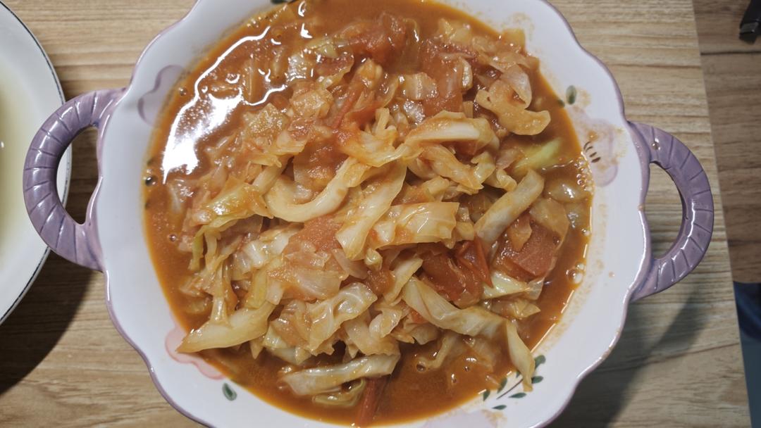 西红柿炒包菜