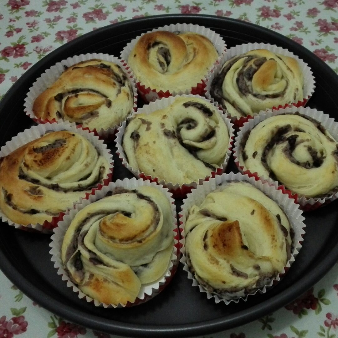 手揉甜面包～豆沙千层包和豆沙卷